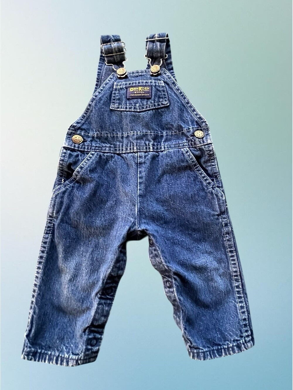 VINTAGE OshKosh B'Gosh Denim Blue Jeans Overalls Baby 6-9M Months